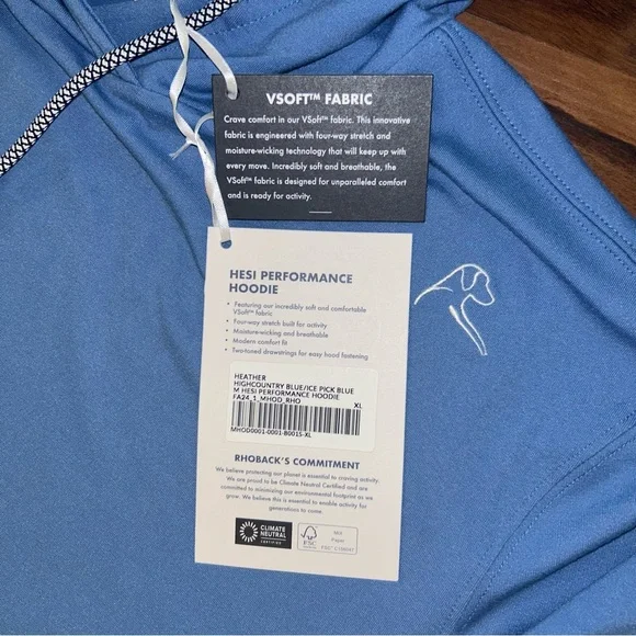 NWT Rhoback Hoodie Mens XL Ice Blue Hesi Performance Pullover Golf Powerade - Picture 5 of 8